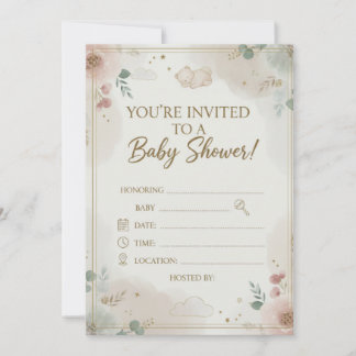 Save The Date Couronne florale rose pâle élégante pour Baby Show