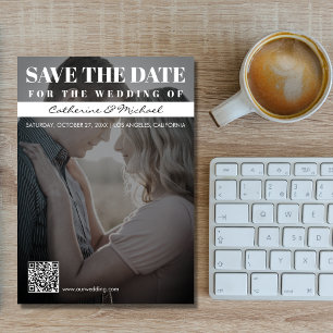 Save The Date Couverture de magazine Tendance Dark Photo QR Code