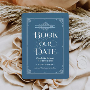 Save The Date Couverture de mariage vintage Blue Book