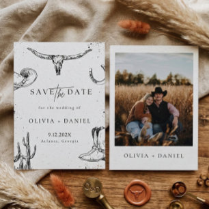 Save The Date Cow-boy du pays du désert occidental Photo Enregis