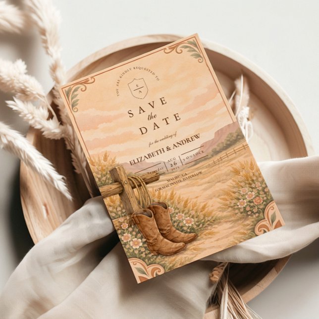 Save The Date Cowboy Boots Desert Wedding (Créateur téléchargé)