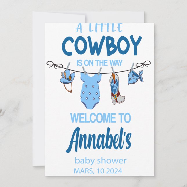 Save The Date Cowboy Welcome Baby shower Sign, Wild West Baby (Devant)