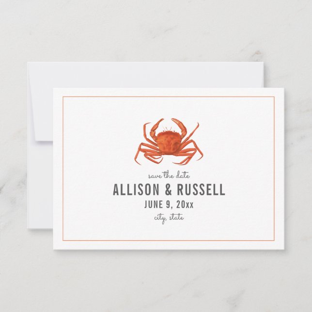 Save The Date Crabe Chambray Mariage rustique Enregistrer La Dat (Devant)