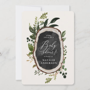 Save The Date Craie rustique + tranche de bois baby shower invit