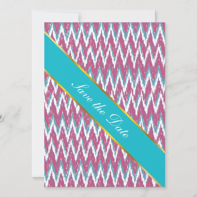 Save The Date Cranberry et Turquoise Motif iKat ZigZag (Devant)