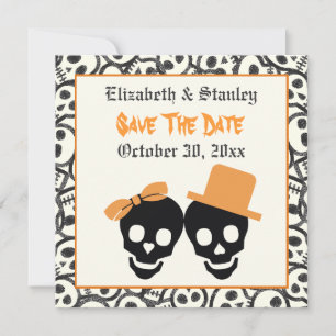Save The Date Crânes élégants Mariage d'Halloween Enregistrer la