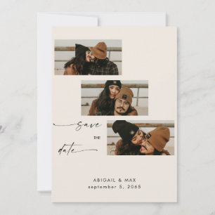 Save The Date Cream Collage Photo Strip Wedding Enregistrer la d