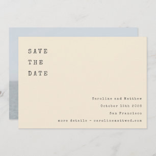 Save The Date Cream Retro Typewriter Police Mariage Photo Retour