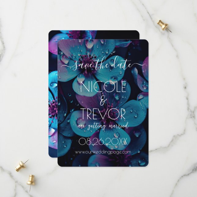 Save The Date Créer votre propre - Closeup Fleurs Gras (Devant/Arrière en situation)