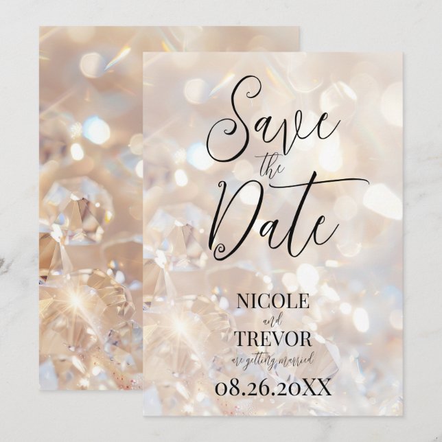 Save The Date Créez vos propres cristaux de champagne personnali (Devant / Derrière)
