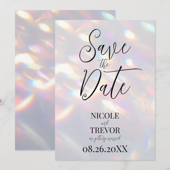 Save The Date Créez Vos Propres Lumières D'Iridescente Personnal (Devant / Derrière)