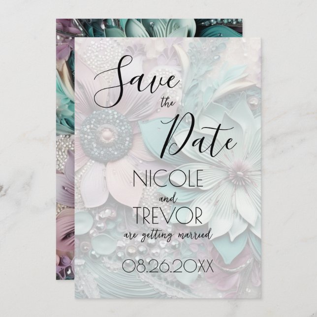 Save The Date Créez votre propre - Fleurs de papier (Devant / Derrière)