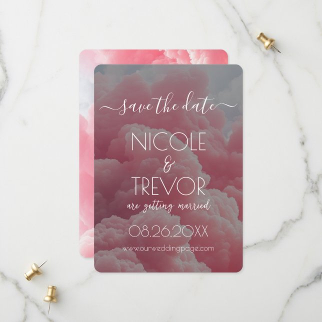 Save The Date Créez votre propre - Nuage rose (Devant/Arrière en situation)