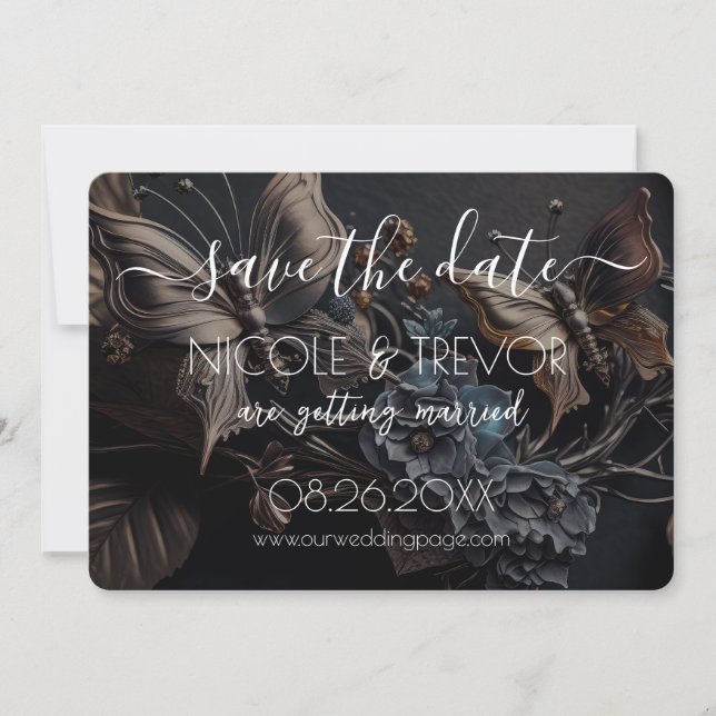 Save The Date Créez votre propre - Papillons à vapeur foncés (Devant)