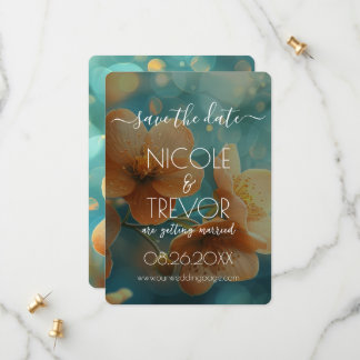 Save The Date Créez votre propre - Turquoise Bokeh Orange Flower