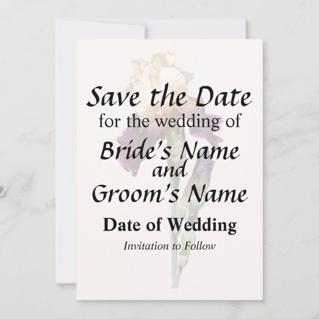 Save The Date Crème et Maroon Iris et Buds (Devant)