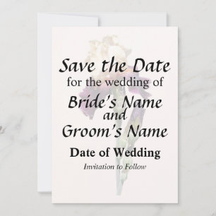 Save The Date Crème et Maroon Iris et Buds