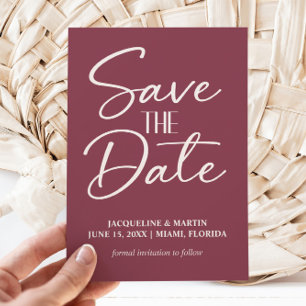 Save The Date Crème Mariage Mulberry Burgundy