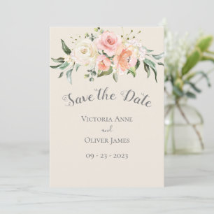 Save The Date Crème or aquarelle Mariage floral romantique