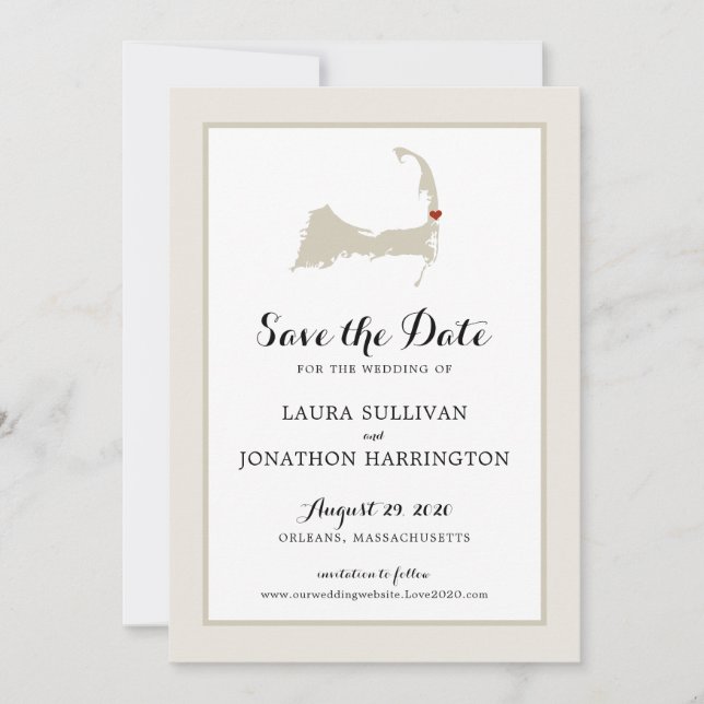 Save The Date Crème Orléans Cape Cod Enregistrer la date (Devant)