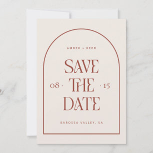 Save The Date Crème & Terracotta Arc Rétro Minimale Police Moder
