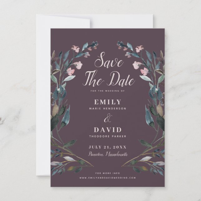 Save The Date Crest jardin | Mariage Mauve Purple Enregistrer La (Devant)