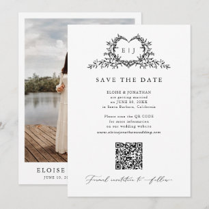Save The Date Crête de calligraphie minimaliste moderne monogram