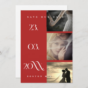 Save The Date Crimson minimaliste rouge Script 3 Mariage photo