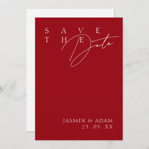 Save The Date Crimson Red White Mariage de typographie moderne