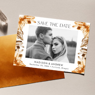 Save The Date Cristaux d'aquarelle Photo Orange Citrine