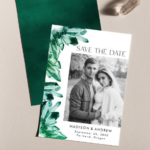 Save The Date Cristaux d'aquarelle Vert Émeraude Photo