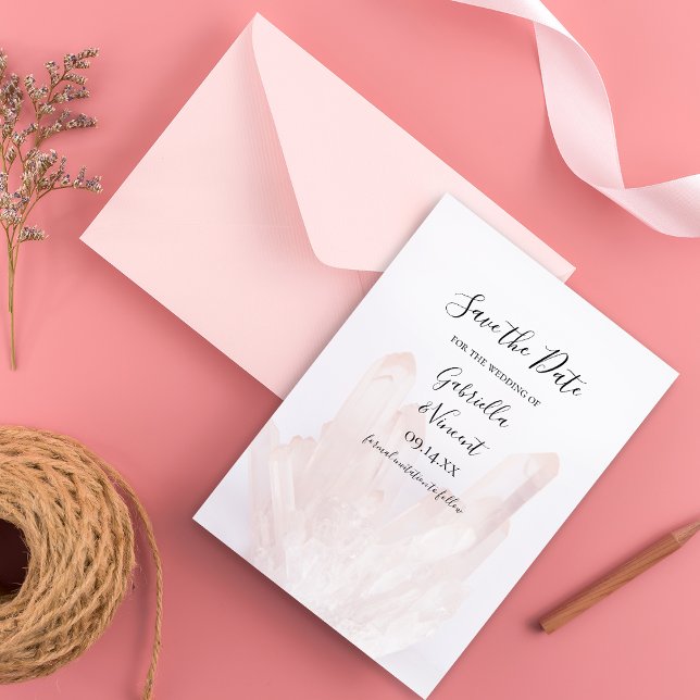 Save The Date Cristaux rose pâle Mariage Enregistrer la date (Créateur téléchargé)