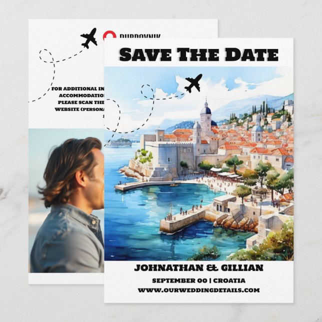Save The Date Croatie destination mariage enregistrer la date mo (Devant / Derrière)