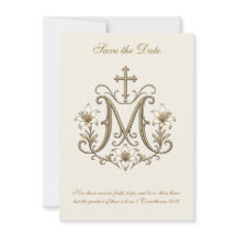 Croix Monogramme Marial Or en Mariage Catholique