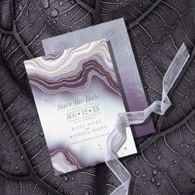 Save The Date Crystal Agate Mariage Amethyst ID825 (Créateur téléchargé)