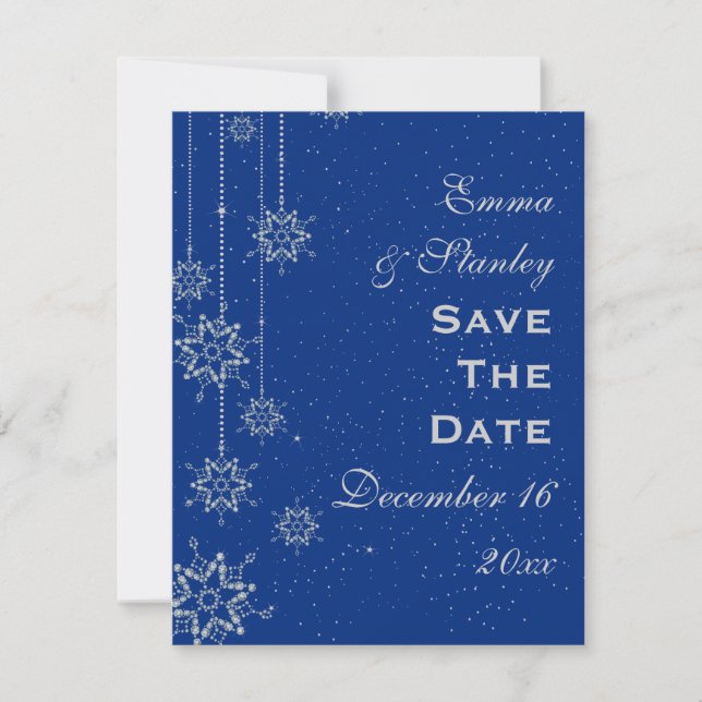 Save The Date Crystal flocons de neige mariage bleu Enregistrer  (Devant)