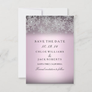 Save The Date Crystal Snowflake Pink Winter Enregistrer La Date