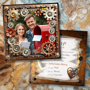 Save The Date Cuivre Steampunk Mariage personnalisé RSVP
