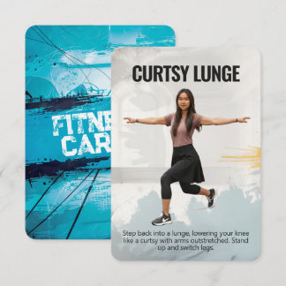 Save The Date Curtsy Lunge Fitness Card with Blue Backing