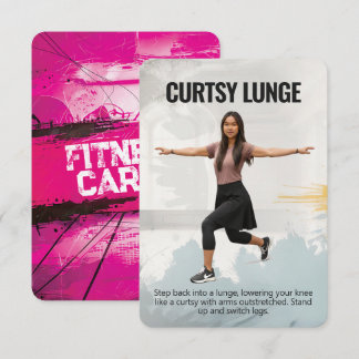 Save The Date Curtsy Lunge Fitness Card with Pink Backing