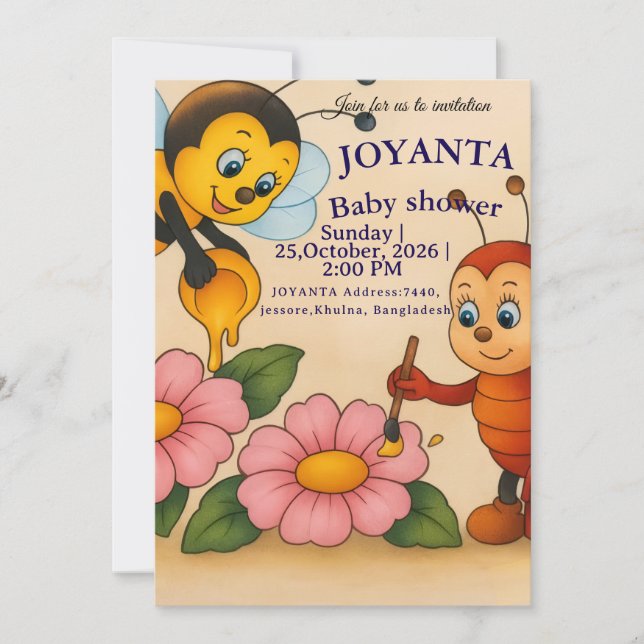 Save The Date Custom bee baby shower  (Devant)