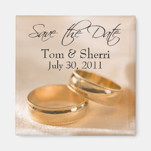 Save the Date Custom Gold Wedding Bands Magnets