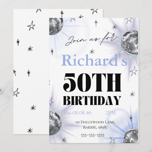 Save The Date custom personalized photo 50th  birthday (Devant / Derrière)