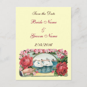Save the Date Custom Roses and Swans Postcard