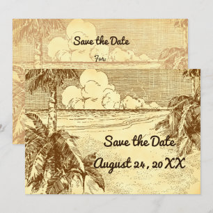 Save the Date Custom Vintage Beach Etching Announcement
