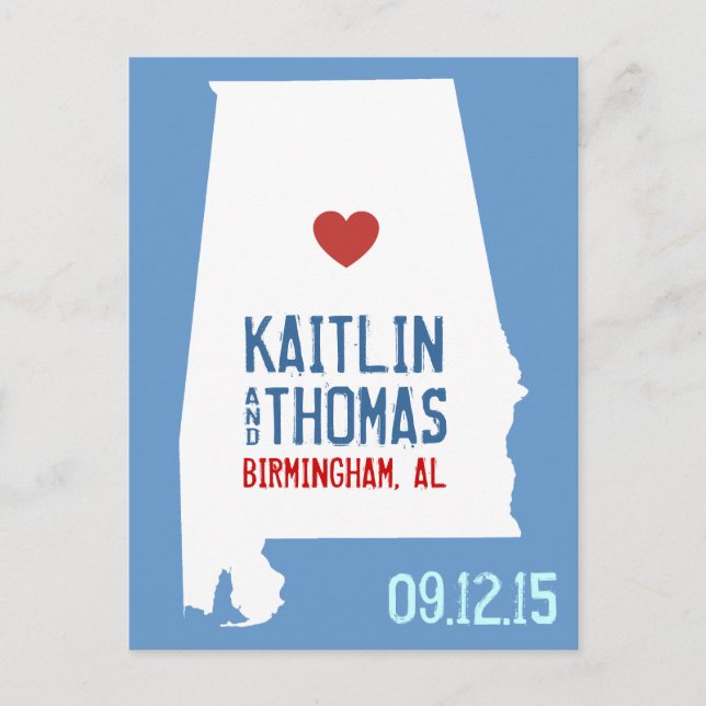 Save the Date - Customizable - Alabama Announcement Postcard (Front)