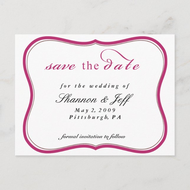 Save The Date, Customizable Announcement Postcard (Front)