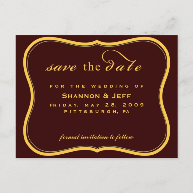Save The Date, Customizable Announcement Postcard (Front)