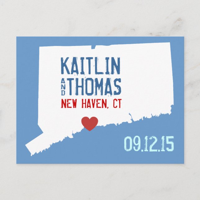 Save the Date - Customizable - Connecticut Announcement Postcard (Front)