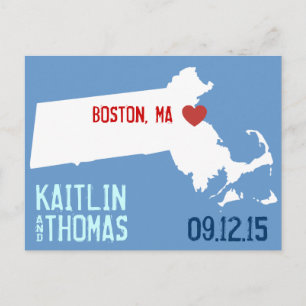 Save the Date - Customizable - Massachusetts Announcement Postcard